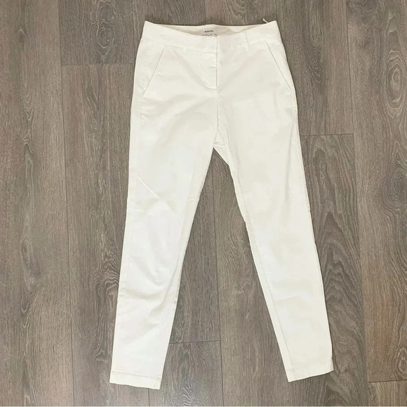 Aritzia Babaton Pants Straight leg pleated Trousers Cotton White Size 0 - Picture 6 of 11